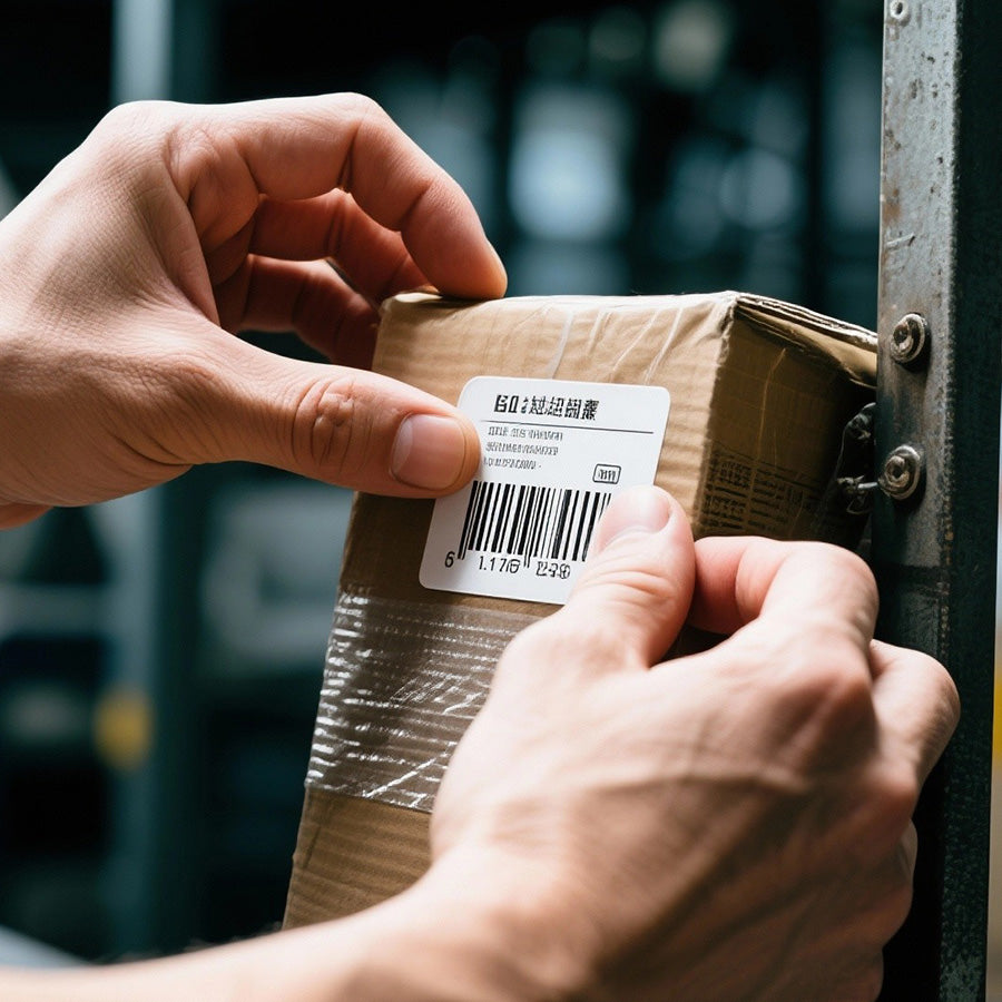 The shipping label is attached to the outer packaging