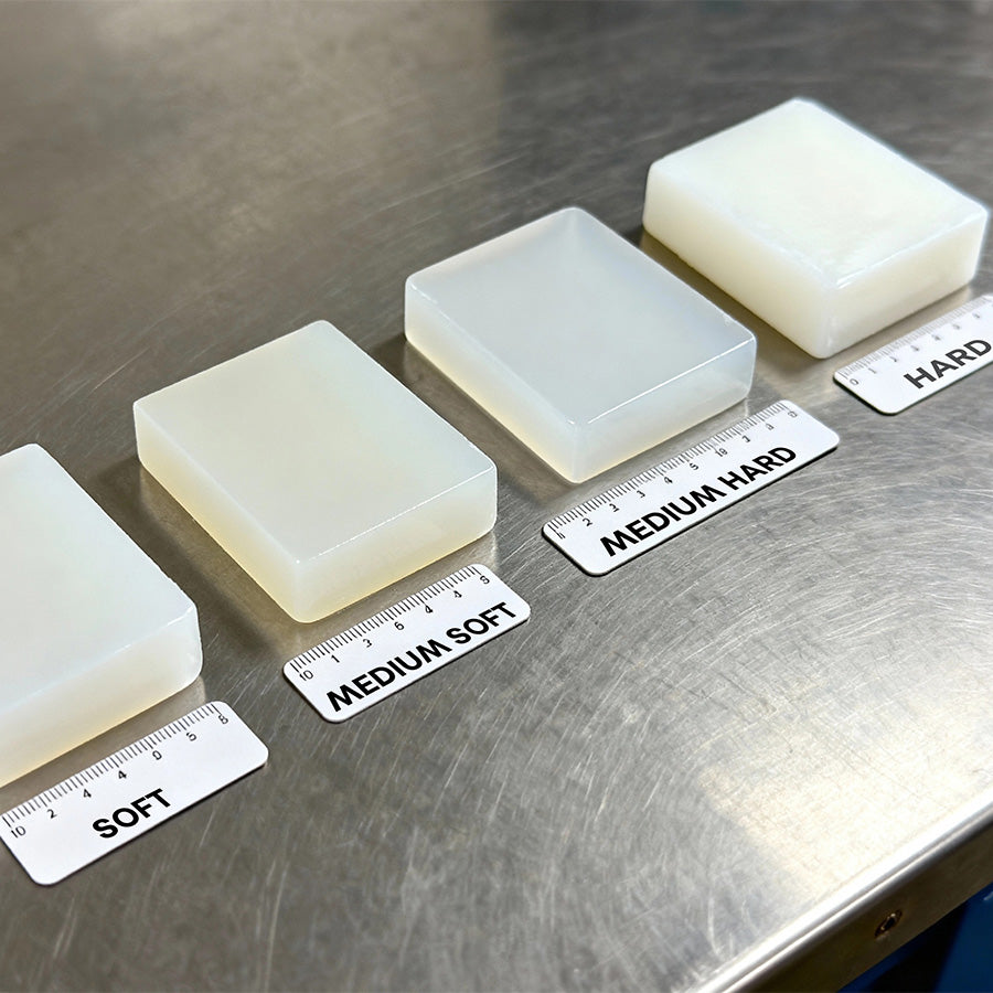 Examples of silicone materials with different hardness levels