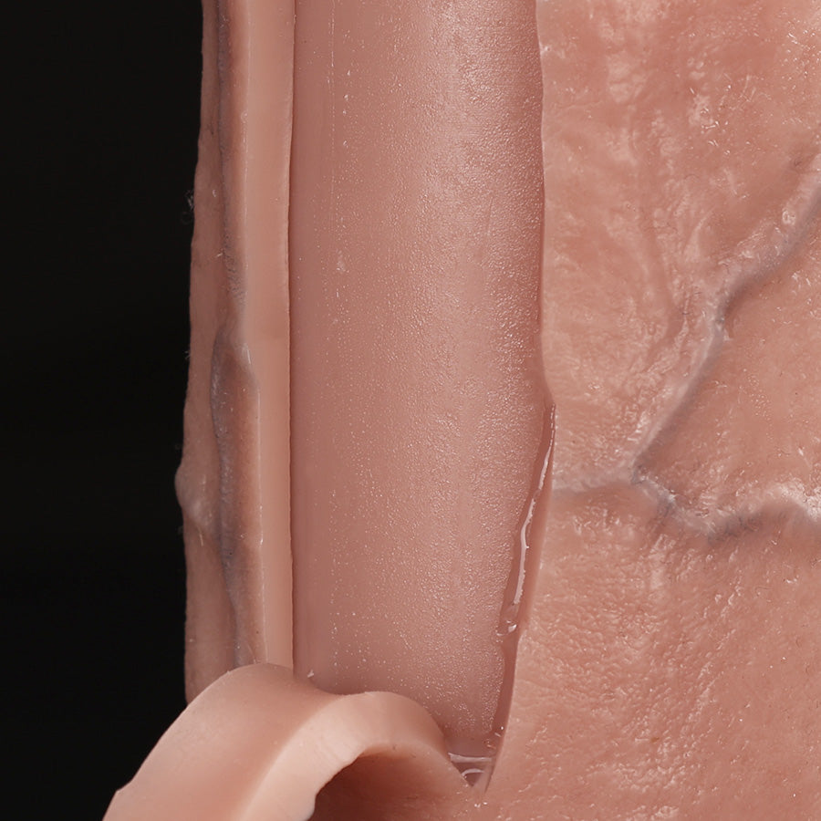 Realistic anatomical dildo product - showing the inner layers.