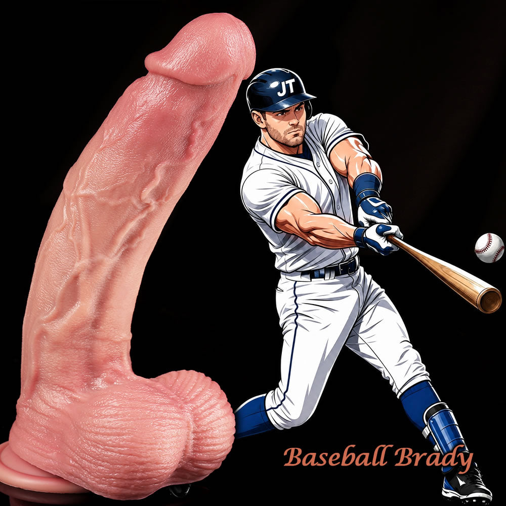 Baseball Brady – 10" Dual-Layer Silicone Dildo with 3D Raised Veins