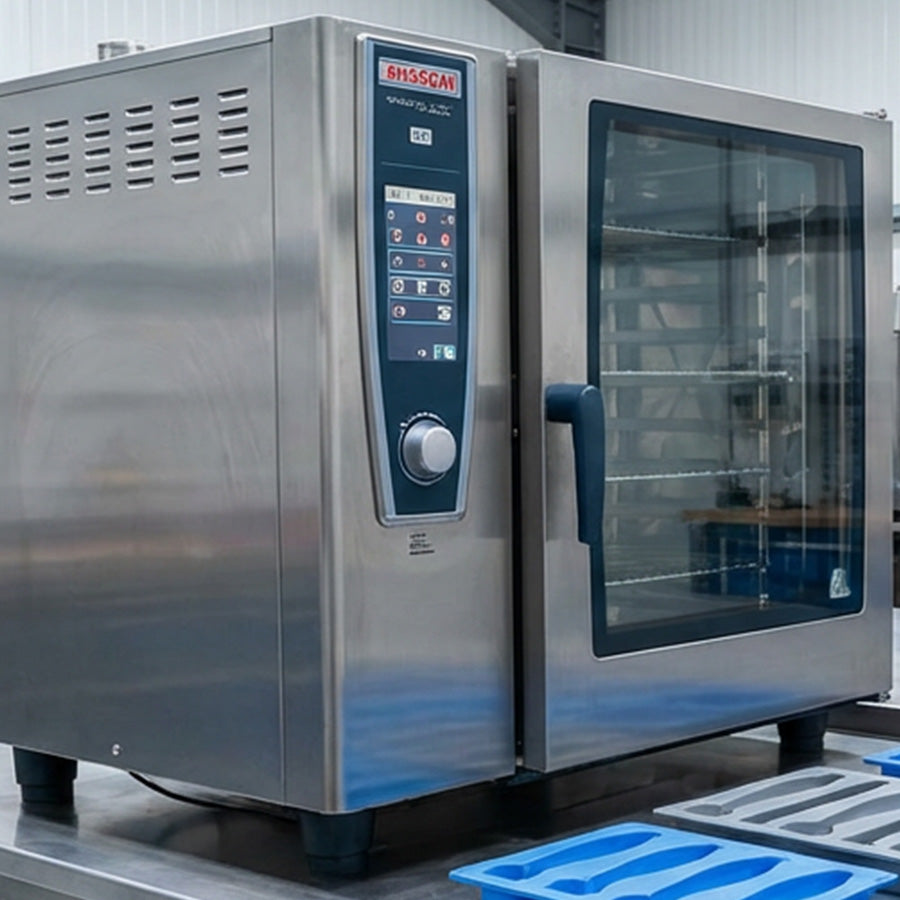 A demonstration of a machine that heats products to high temperatures